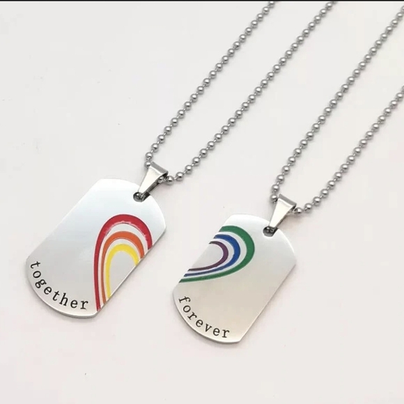 Together Forever Rainbow Heart Dog Tags - Picture 2 of 10